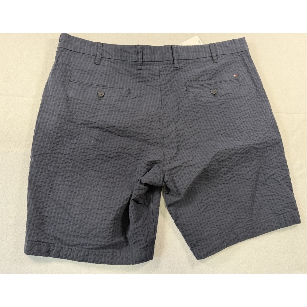 Tommy Hilfiger Men's Seersucker Flat Front ShortsSize 38 Navy Blue Resortwear - Picture 6 of 7